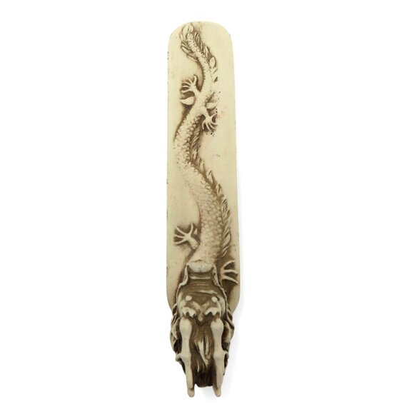 DRAGON INCENSE Holder Cream Resin With Intricate Carved Detailing Vintage - Picture 9 of 11